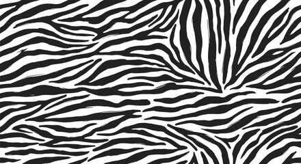 Seamless Zebra Pattern: Black and White Animal Print Design.