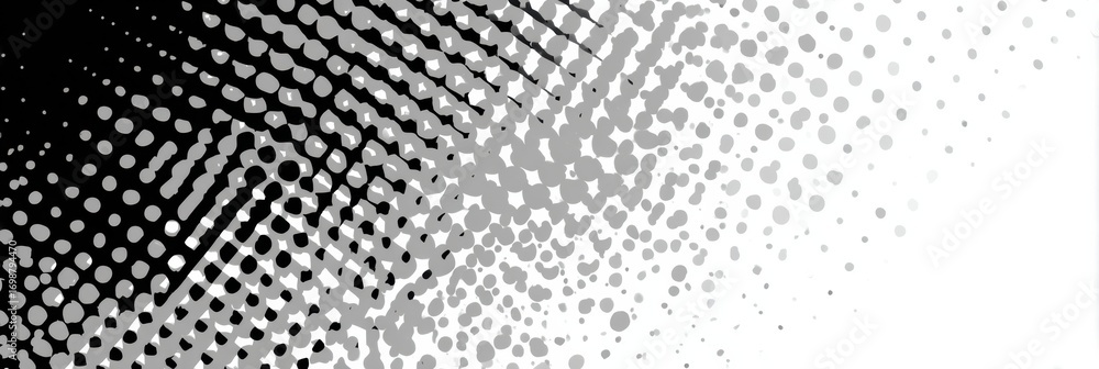 Poster abstract monochrome artwork with halftone patterns and textured gradients in various shades of gray