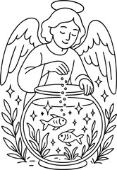 Beautiful Angel coloring pages for kids with Christmas