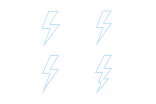 Lightning bolt symbols in light blue, zapping across transparent backdrop, representing electrical power and dynamic energy concepts