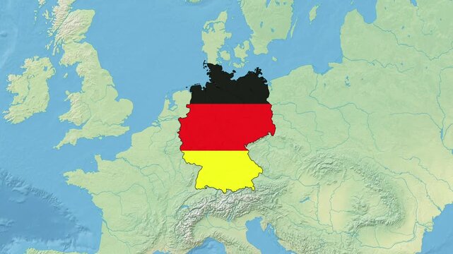 Germany Map Flag with border	