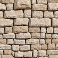Obraz premium Seamless Jerusalem Stone Wall Texture, Natural Beige Limestone Blocks, Photorealistic 4K PBR, Ultra-Realistic Architectural Material Background for Interior and Exterior Design