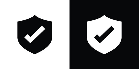 Shield check mark icon. flat and line style collection.
