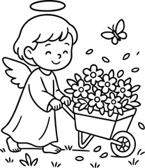 Beautiful Angel coloring pages for kids with Christmas