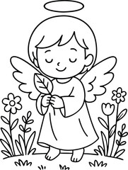 Beautiful Angel coloring pages for kids with Christmas