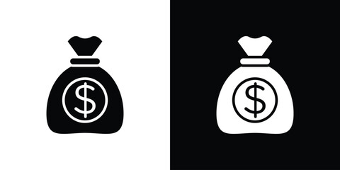 Money bag icon. flat and line style collection.