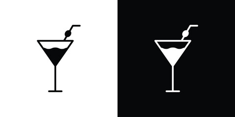 Martini glass icon. flat and line style collection.