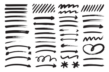vector brush stroke arrow set with ink splatter dry brush textures and decorative elements for creative projects