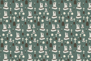 Antique Illustration style seamless pattern featuring halloween elements, perfect for fabric, gift wrap, packaging, wallpapers, invitations, digital backgrounds and seasonal crafts