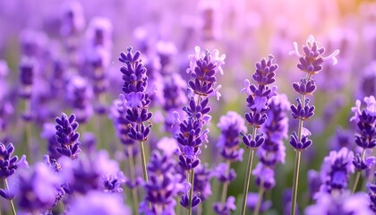 Lush lavender field bathed in sunlight