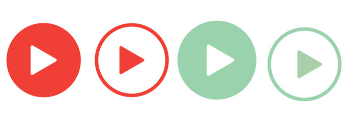 Play button icon set. Start audio or video action symbol. Vector illustration. play button icon