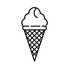 Outline of a sweet ice cream cone with detailed waffle design