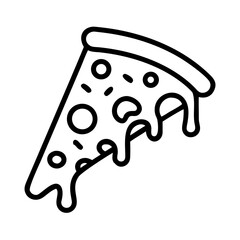 A single slice of delicious looking pizza with dripping cheese outline