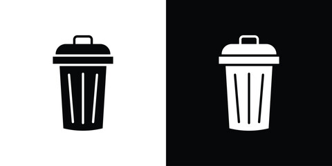 Bin icon. flat and line style collection.