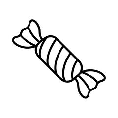 Black and white candy outline with wrapper and striped middle section