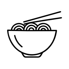 Simplified icon of a bowl of noodles with chopsticks holding them