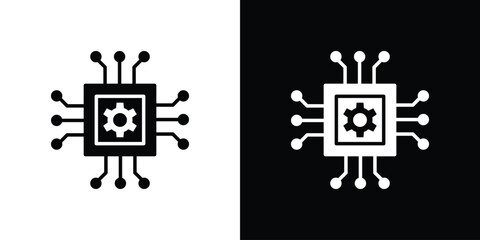 AI chip icon. flat and line style collection.