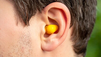 Close-up of earplug in ear