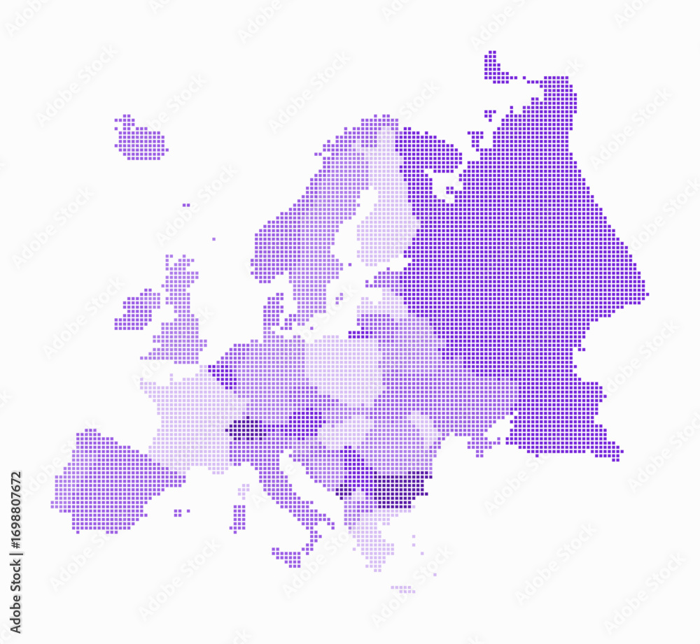 Aufkleber europe dotted map. digital style map of the continent on white background. europe shape with square 
