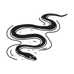 Obraz premium Dynamic twisting eel silhouette with snake like body