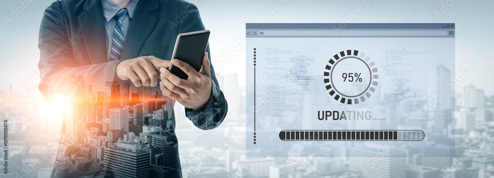 Poster knowledge upgrade and software updates support digital skills growth, competitiveness, and continuou