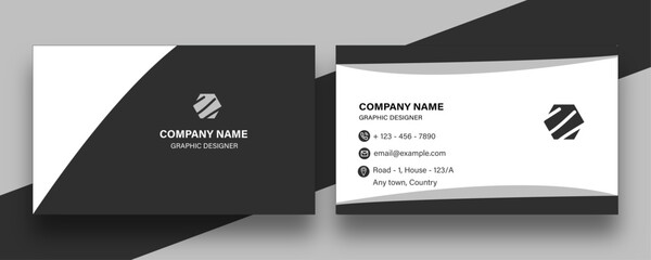 Monochrome Flow Business Card Template – Minimalist Black and White Design