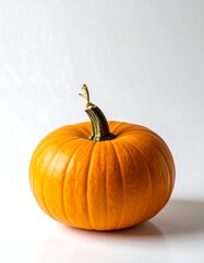 Obraz premium Single orange pumpkin against white