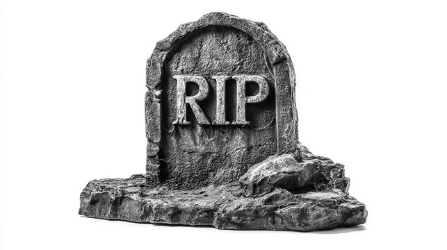 Eerie tombstone decoration with RIP perfect for Halloween designs and spooky season promotions or use it for memorial concepts