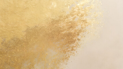 Textured paper effect in pastel beige with metallic gold dust overlay.
