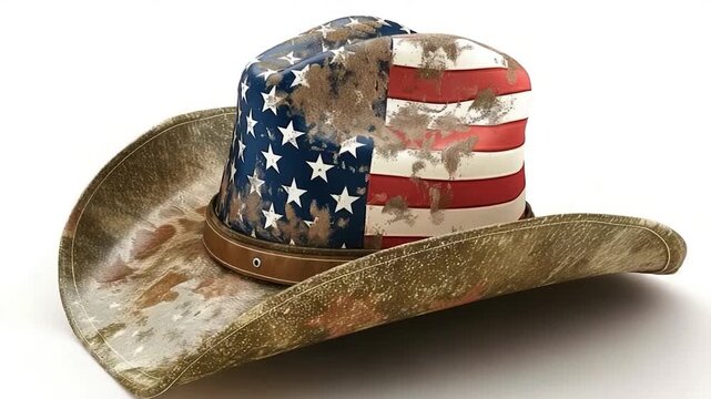A cowboy hat with an American flag patch, perfect for patriotic events or country-themed designs