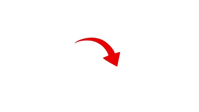 Red arrow direction animation on white background showing movement navigation guide concept symbol pointer graphic design icon for business and presentation.
