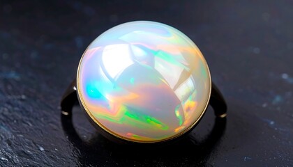 Opalescent gemstone ring
