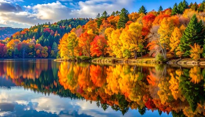 Autumn lake reflections