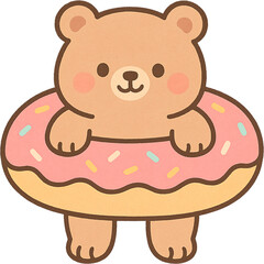 brown bear in a donut floaty