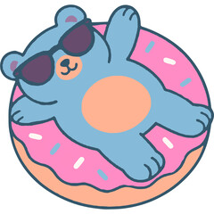 Blue bear on a floaty