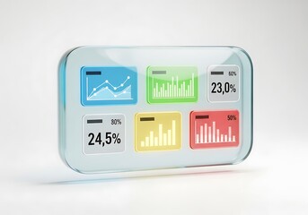 Modern digital dashboard displaying business growth charts and analytics data
