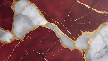 Luxury Red and White Marble Texture with Gold Veins – Elegant Stone Background