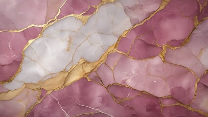 Luxury Pink and White Marble Texture with Gold Veins – Elegant Stone Background
