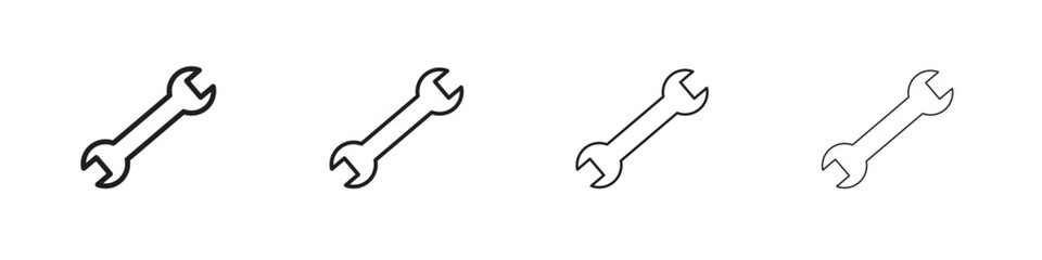 Wrench icon outline vector for web ui. Editable stroke.