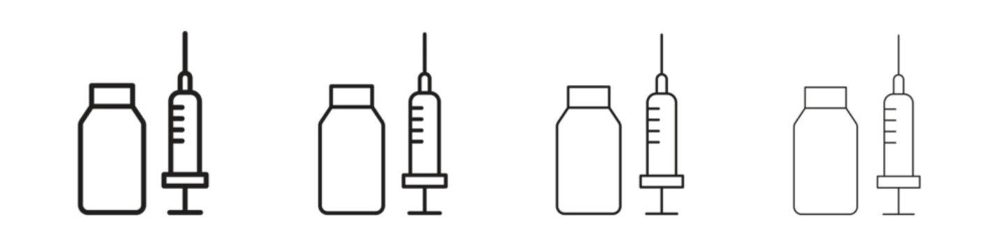 Vaccination icon outline vector for web ui. Editable stroke.
