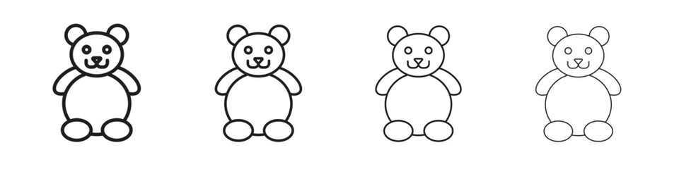 Teddy bear icon outline vector for web ui. Editable stroke.