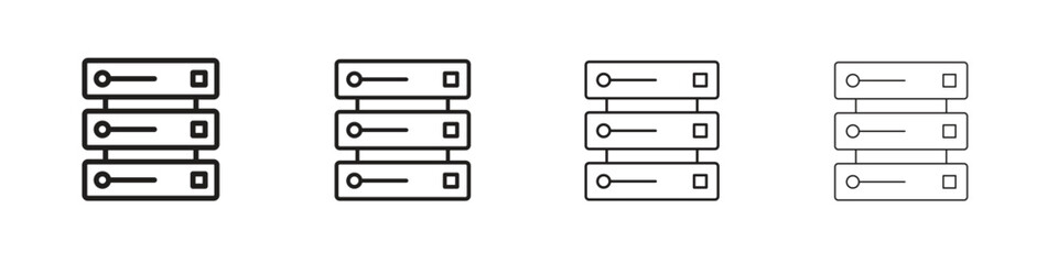 Server icon outline vector for web ui. Editable stroke.