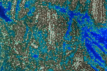 Multicolored blue green color abstract pattern colored old surface metal texture steel weathered background
