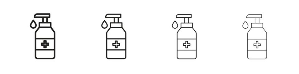 Fototapeta premium Sanitizer icon outline vector for web ui. Editable stroke.