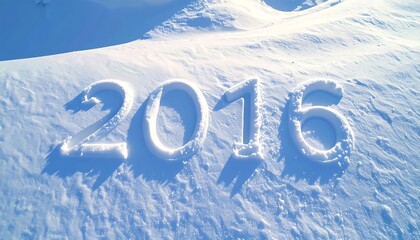 Snow-covered landscape with the year 2016 inscribed