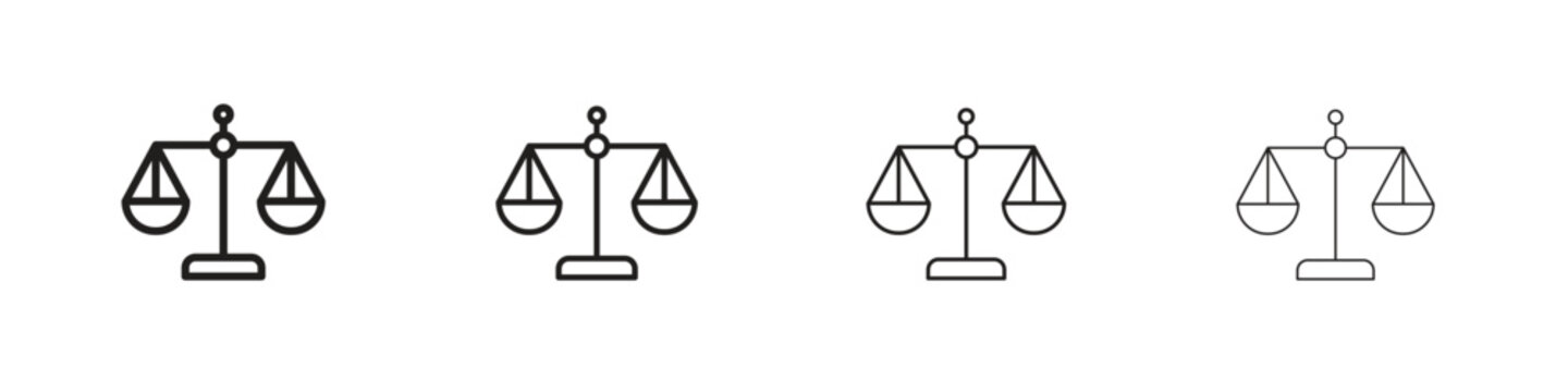 Scales of justice icon outline vector for web ui. Editable stroke.