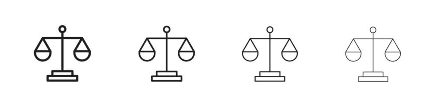 Scales icon outline vector for web ui. Editable stroke.