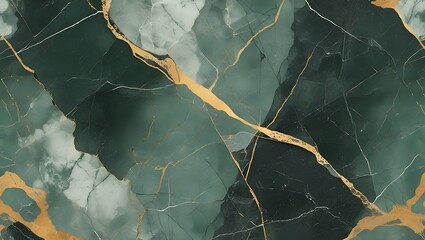 Luxurious Green Marble Texture with Gold and White Veining