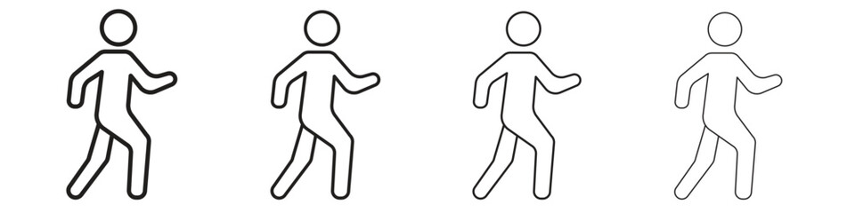 Pedestrian icon outline vector for web ui. Editable stroke.