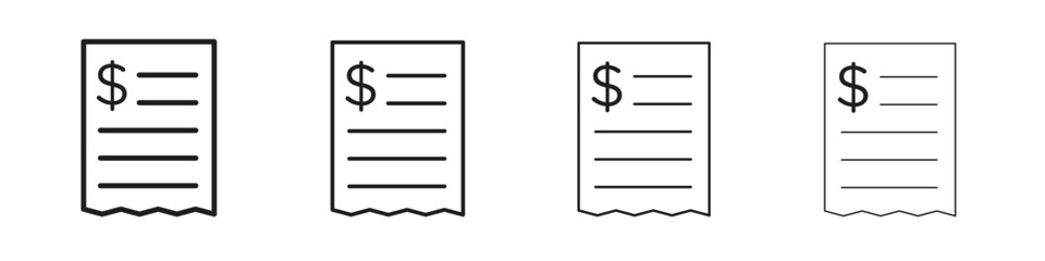 Payment receipt icon outline vector for web ui. Editable stroke.